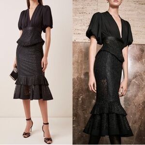 Alexis Dilarra Tiered Lace Midi Dress Black
Sz XS